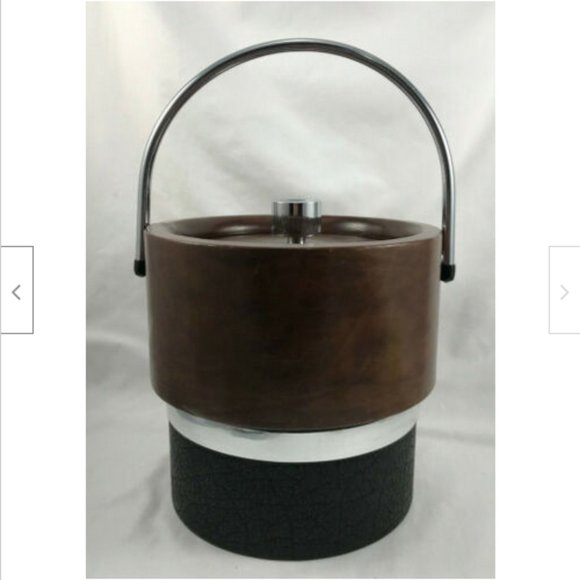 Vtg Shelton Ware Ice Bucket Faux Leather & Chrome Mid Century 8.5" - Picture 8 of 8